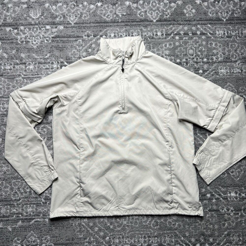 Nike Golf Clima-Fit 1/4 Zip Windbreaker Womens Small Beige Zip Off Sleeves